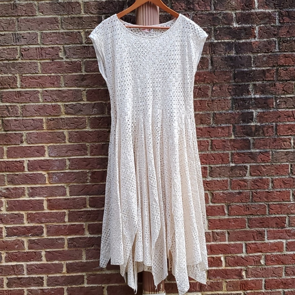 Johnny Was Off White Eyelet Dress